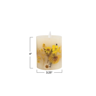 Daisy & Botanical Flameless Pillar Candles
