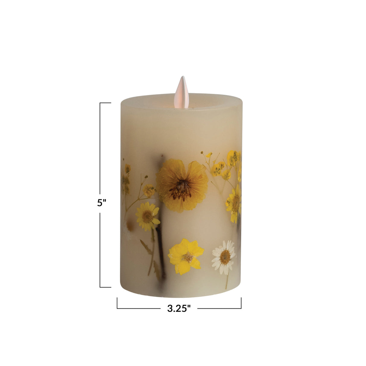 Daisy & Botanical Flameless Pillar Candles