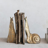Distressed Cast Iron Gold Snail Bookends