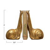 Distressed Cast Iron Gold Snail Bookends