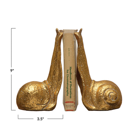 Distressed Cast Iron Gold Snail Bookends