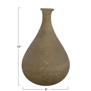 Sand Blasted Khaki Glass Vase