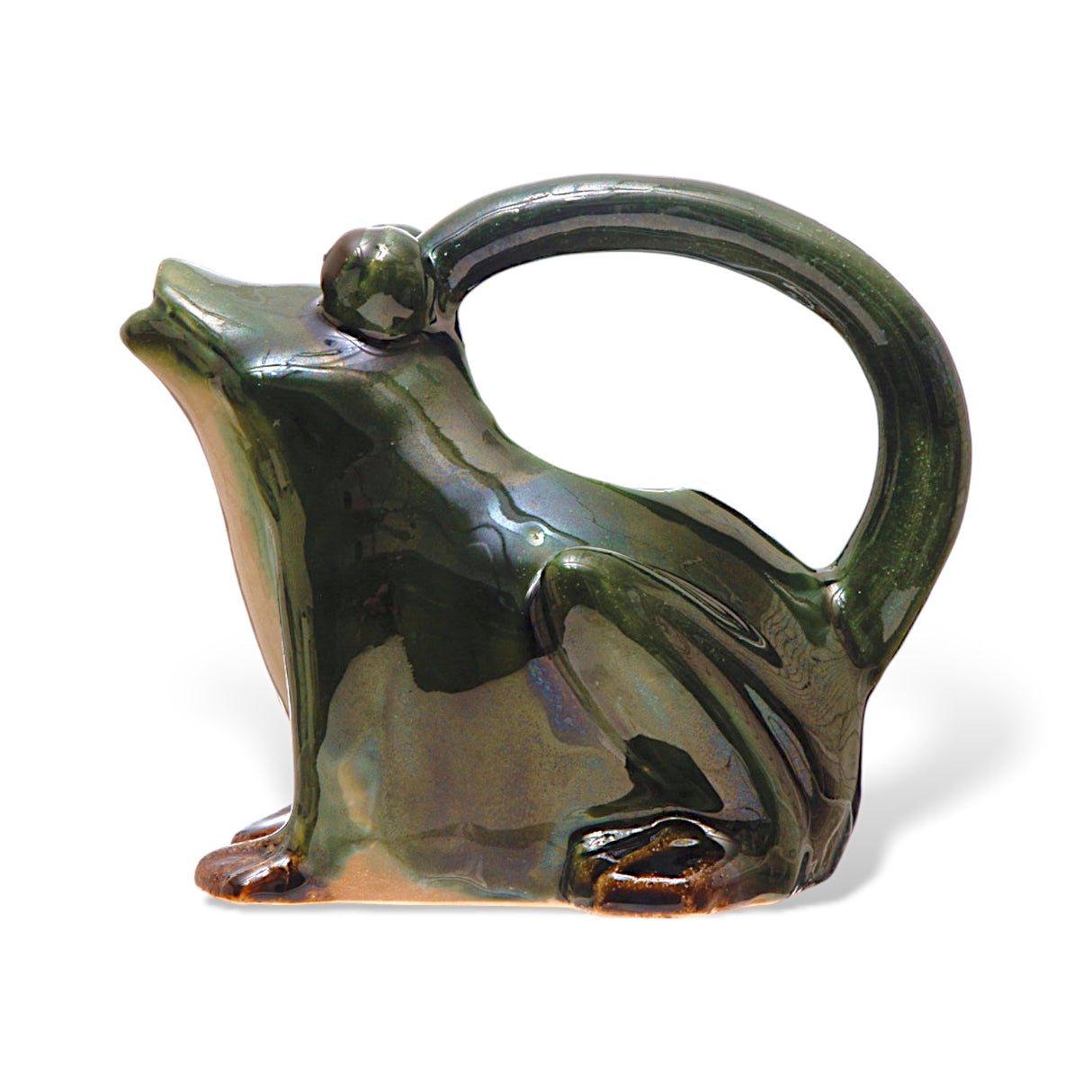 Reactive Glaze Stoneware Frog Shaped Watering Can Pitcher | 32 oz.