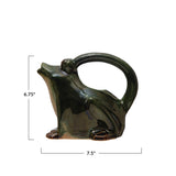 Reactive Glaze Stoneware Frog Shaped Watering Can Pitcher | 32 oz.