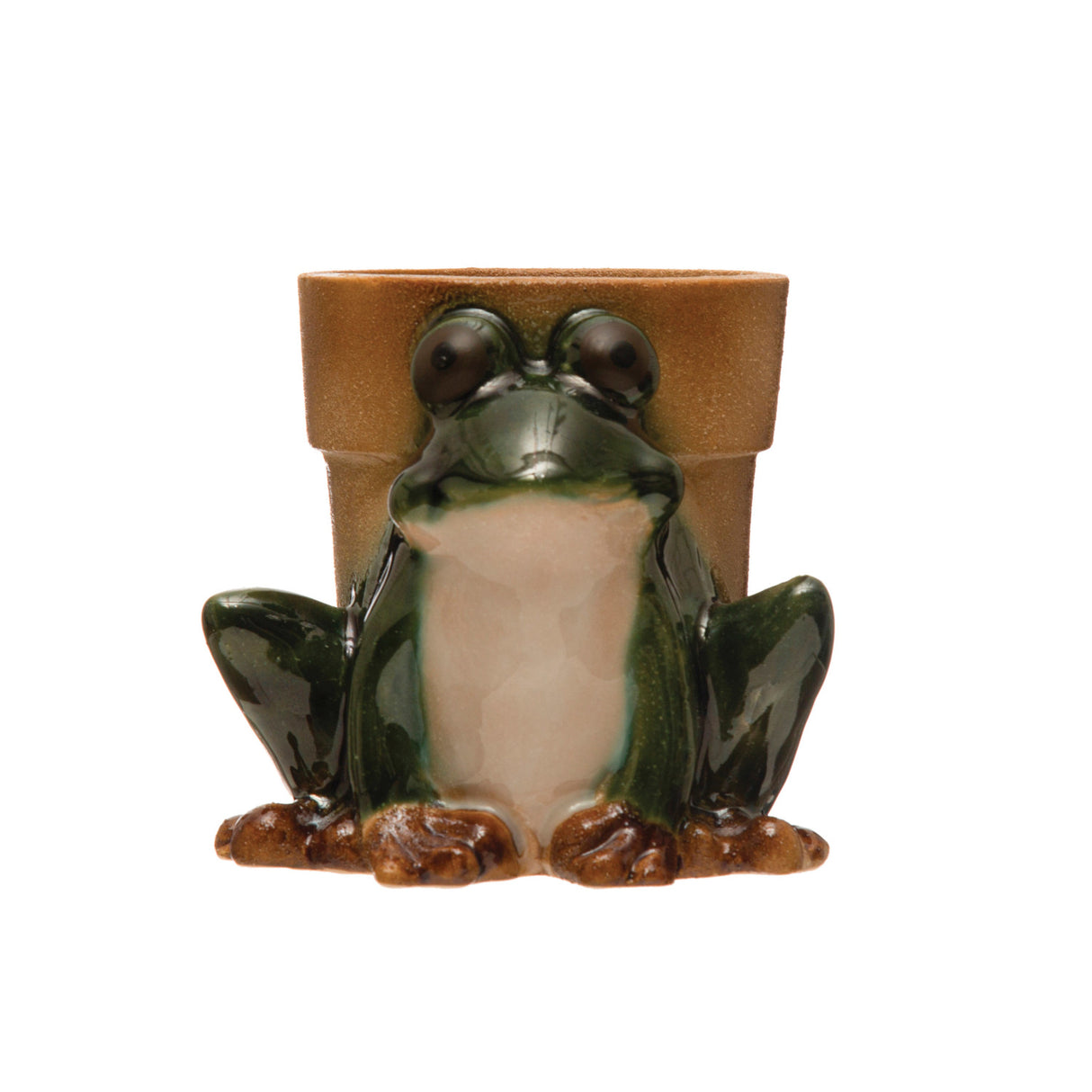 Reactive Glaze Stoneware Green Frog Planter