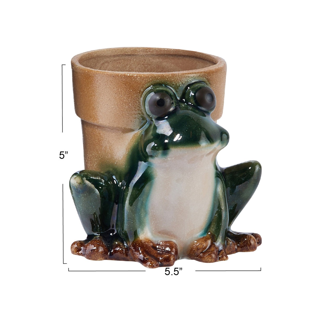 Reactive Glaze Stoneware Green Frog Planter