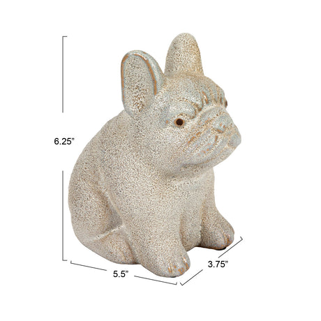 White Terracotta French Bulldog Figurine