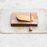 Mahogany Wood & Stainless Steel Cheese Slicer with Bark Edge