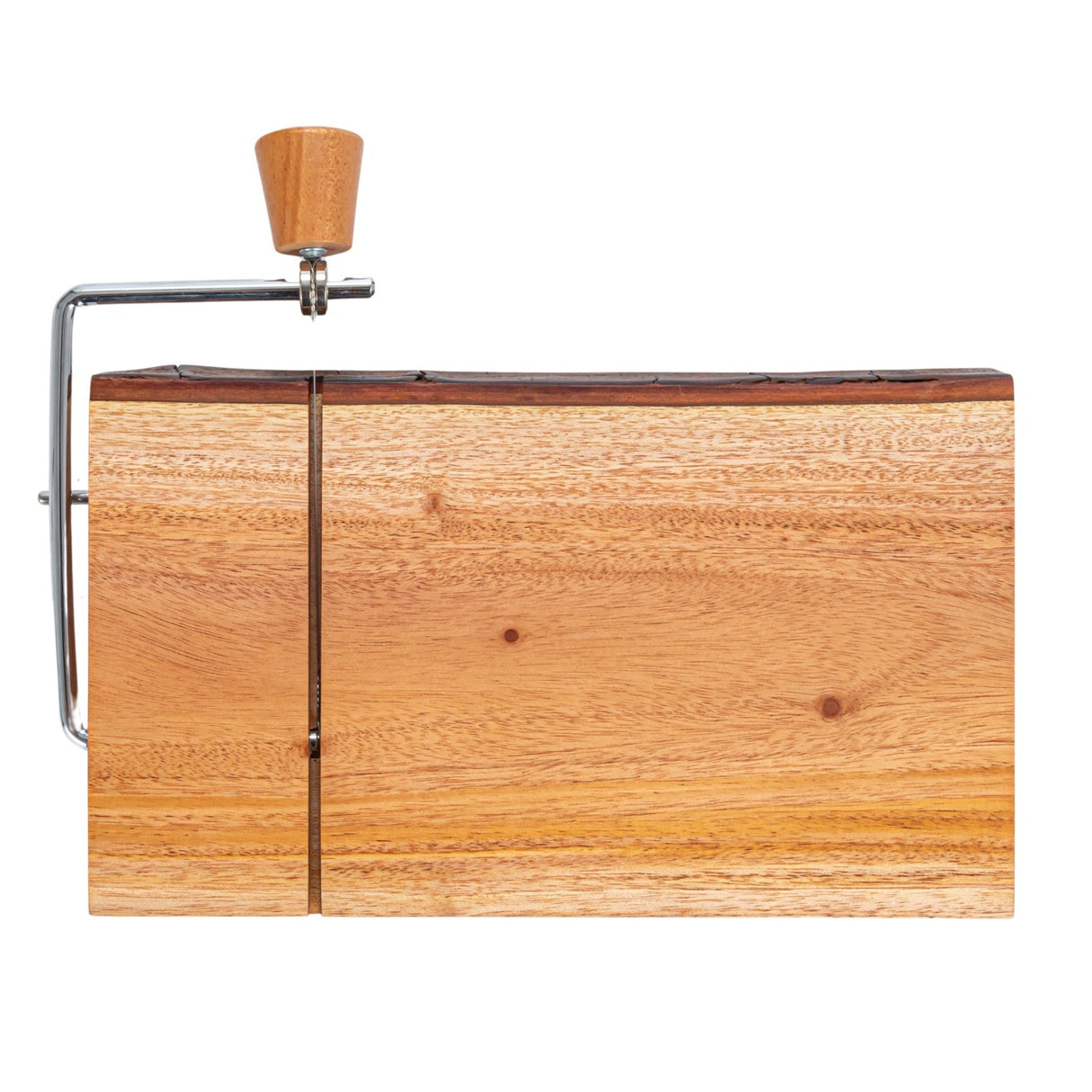 Mahogany Wood & Stainless Steel Cheese Slicer with Bark Edge