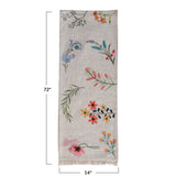 Embroidered Flower Spring Cotton Slub Table Runner