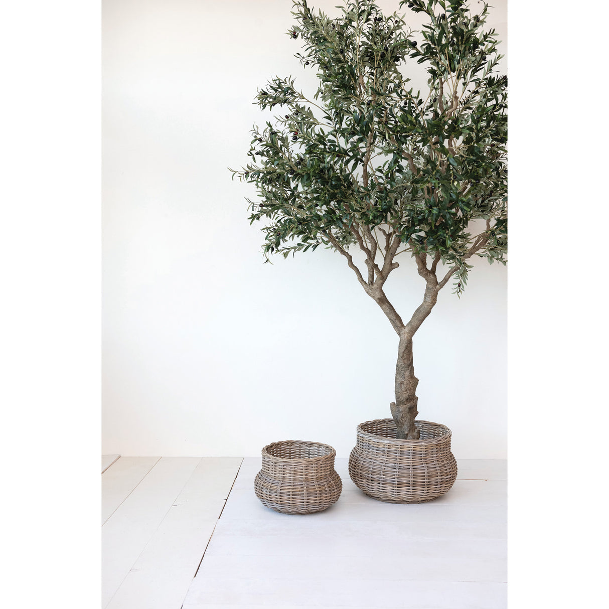 Hand Woven Rattan Basket Weave Planter