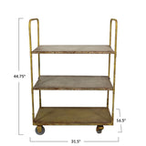 Metal Vintage-Inspired 3-Tier Cart on Caster Wheels