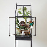 Vintage-Inspired Black Metal & Acrylic Terrarium with Legs