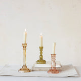 Colorful Pressed Recycled Glass Taper Candle Holders | 3 Sizes