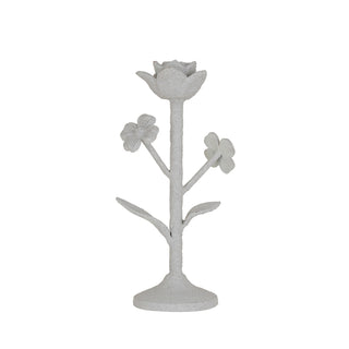white flower candle holder by creative co-op