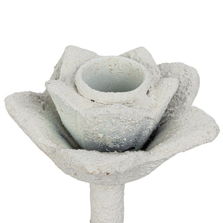 Coarse Cast Iron Flower Taper Candleholder with Flowers