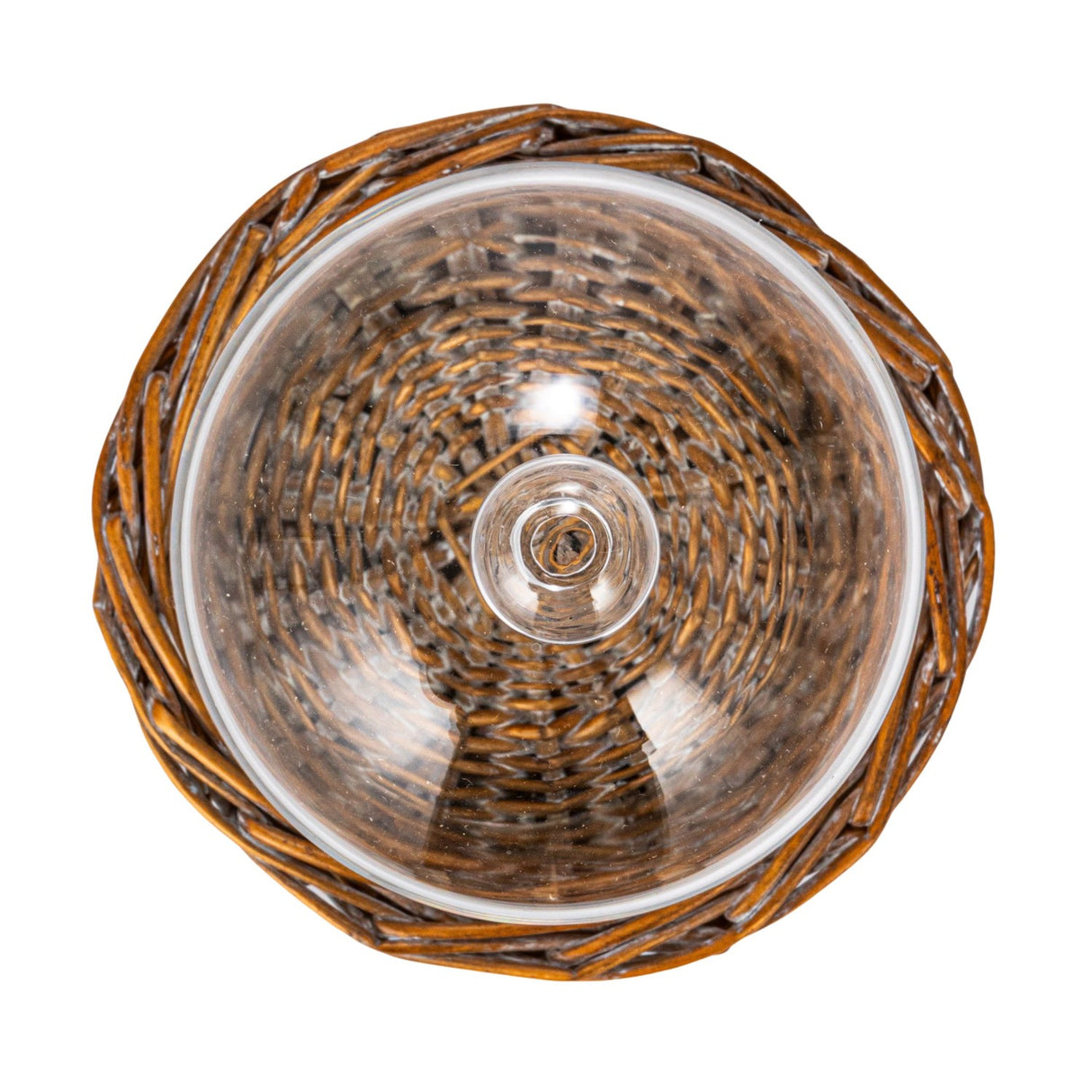 Decorative Glass Cloche with Woven Willow Wicker Base