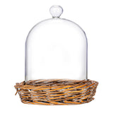 Decorative Glass Cloche with Woven Willow Wicker Base