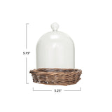 Decorative Glass Cloche with Woven Willow Wicker Base