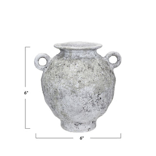 Volcano Finish Stoneware Vase with Handles