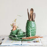 Hand-Painted Stoneware Cabbage Shaped Vase