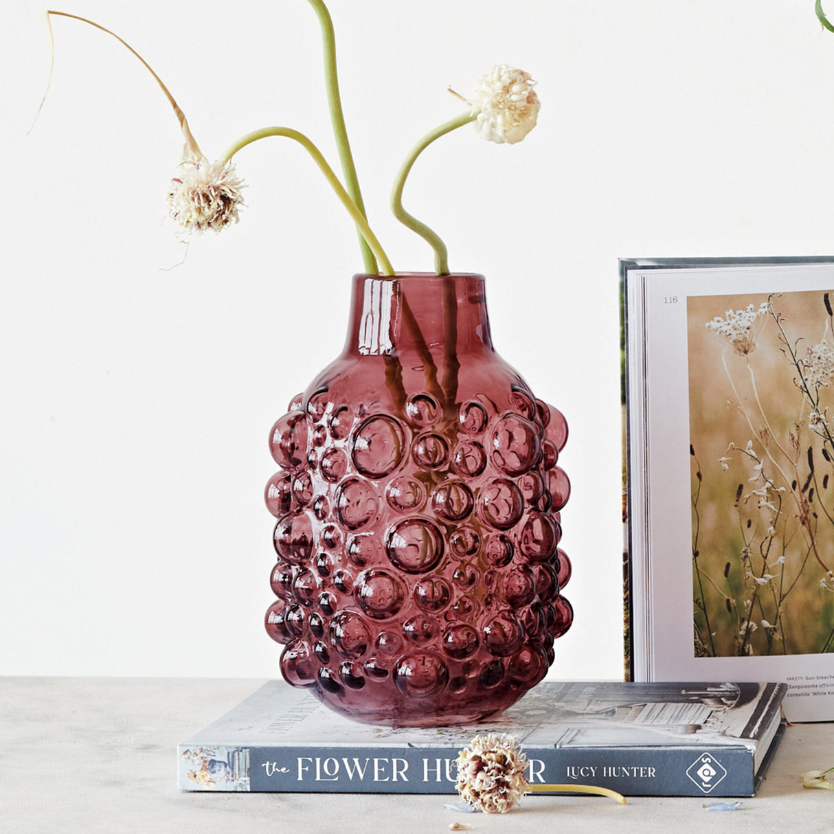 Purple Glass Bubble Vase with Raised Dots