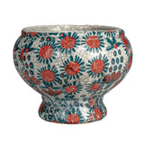 Floral Inspired Crackle Glaze Terracotta Footed Planter