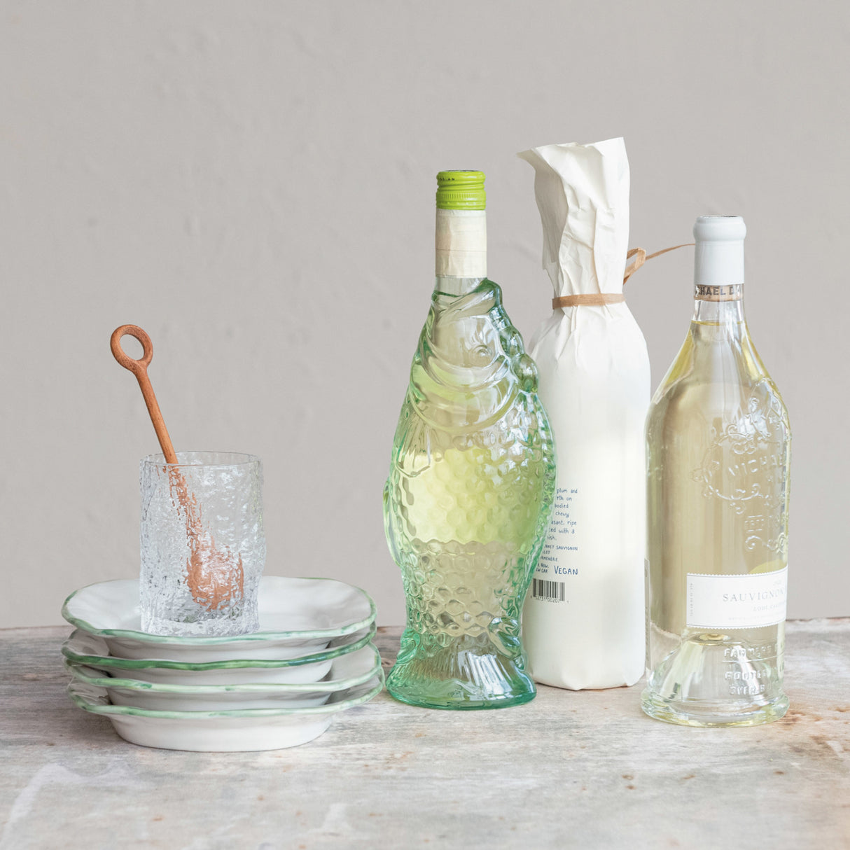 Embossed Textured Clear Drinking Glass