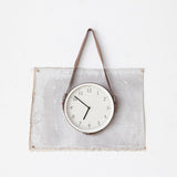 Hanging Circular Wall Clock with Adjustable Brown Leather Strap