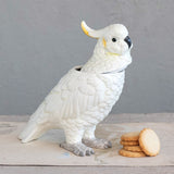 Ceramic White & Yellow Cockatoo Bird Shaped Cookie Jar with Lid