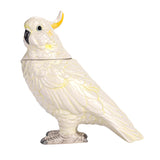 Ceramic White & Yellow Cockatoo Bird Shaped Cookie Jar with Lid