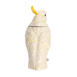 Ceramic White & Yellow Cockatoo Bird Shaped Cookie Jar with Lid