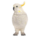 Ceramic White & Yellow Cockatoo Bird Shaped Cookie Jar with Lid