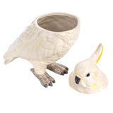 Ceramic White & Yellow Cockatoo Bird Shaped Cookie Jar with Lid