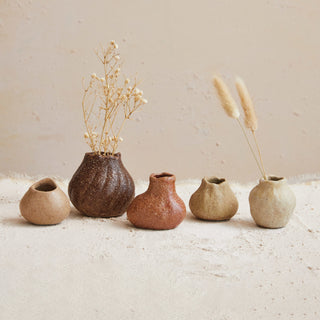 Reactive Glaze Stoneware Organic Shaped Mini Vases