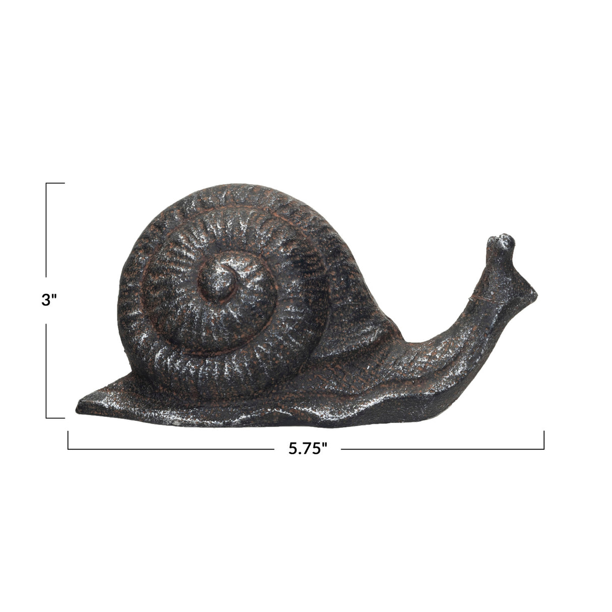 Distressed Cast Iron Metal Garden Snail Figurine