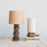 Reclaimed Wood Table Lamp with Cotton Chambray Shade