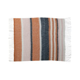 Brushed Acrylic & New Zealand Wool Throw Blankets with Stripes & Fringe