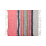 Brushed Acrylic & New Zealand Wool Throw Blankets with Stripes & Fringe