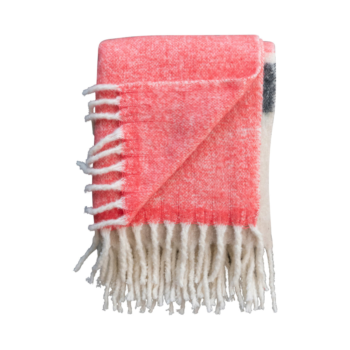 Brushed Acrylic & New Zealand Wool Throw Blankets with Stripes & Fringe