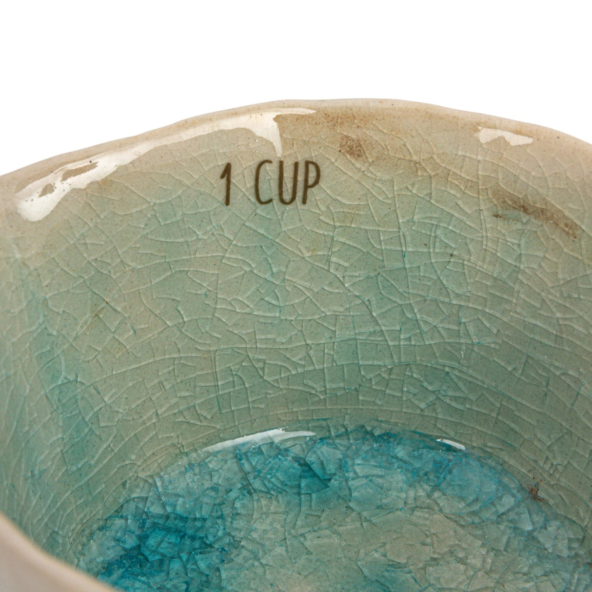 Teal Crackle Glaze Ceramic Measuring Cups | Set of 4