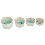 Teal Crackle Glaze Ceramic Measuring Cups | Set of 4