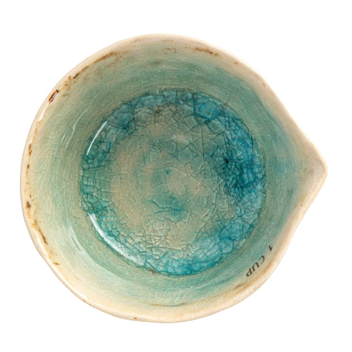 Teal Crackle Glaze Ceramic Measuring Cups | Set of 4