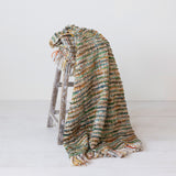 Colorful Woven Acrylic Blend Bouclé Throw with Fringe