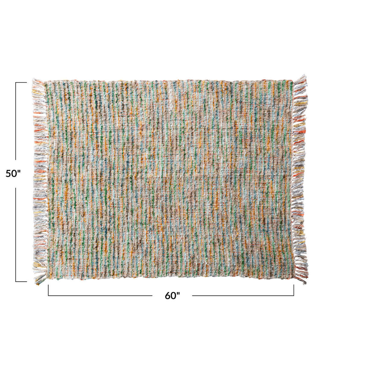 Colorful Woven Acrylic Blend Bouclé Throw with Fringe