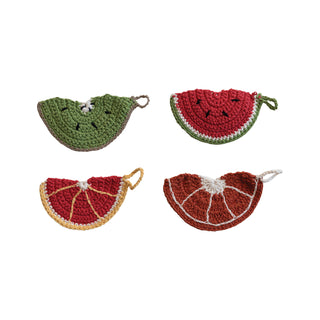 Cotton Crocheted Fruit Shaped Dish Scrubbers (Set of 4)