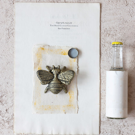 Distressed Gold Cast Iron Bee Bottle Opener