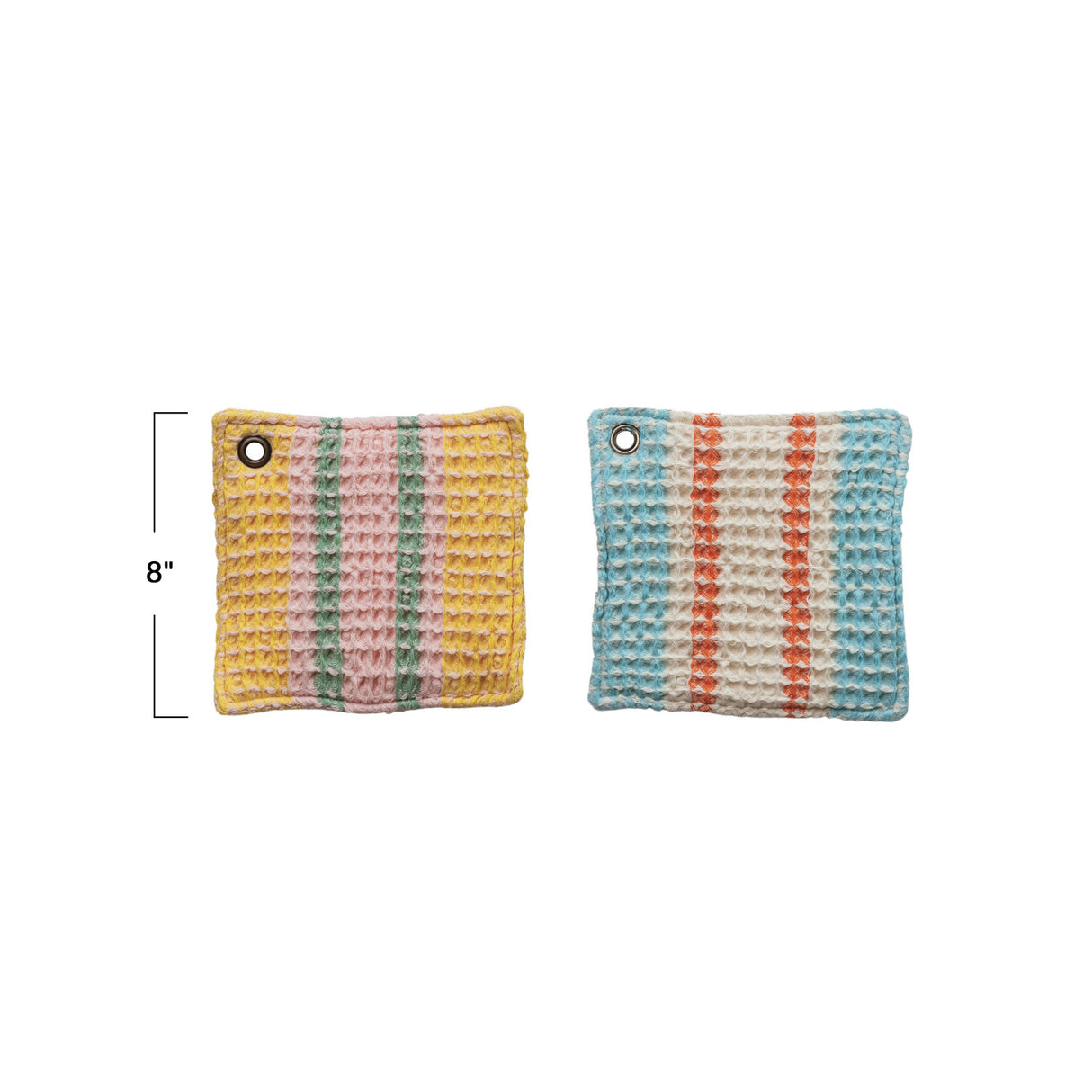 Woven Cotton Waffle Weave Striped Pot Holders