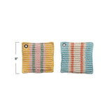 Woven Cotton Waffle Weave Striped Pot Holders