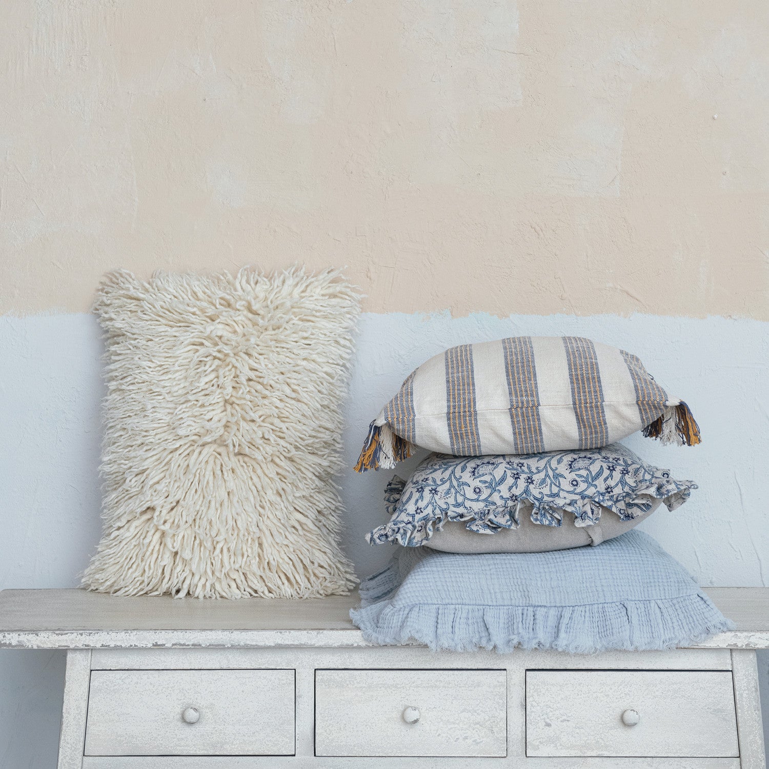Creative Co-Op Woven Wool Lumbar Pillow - Thumbnail 5